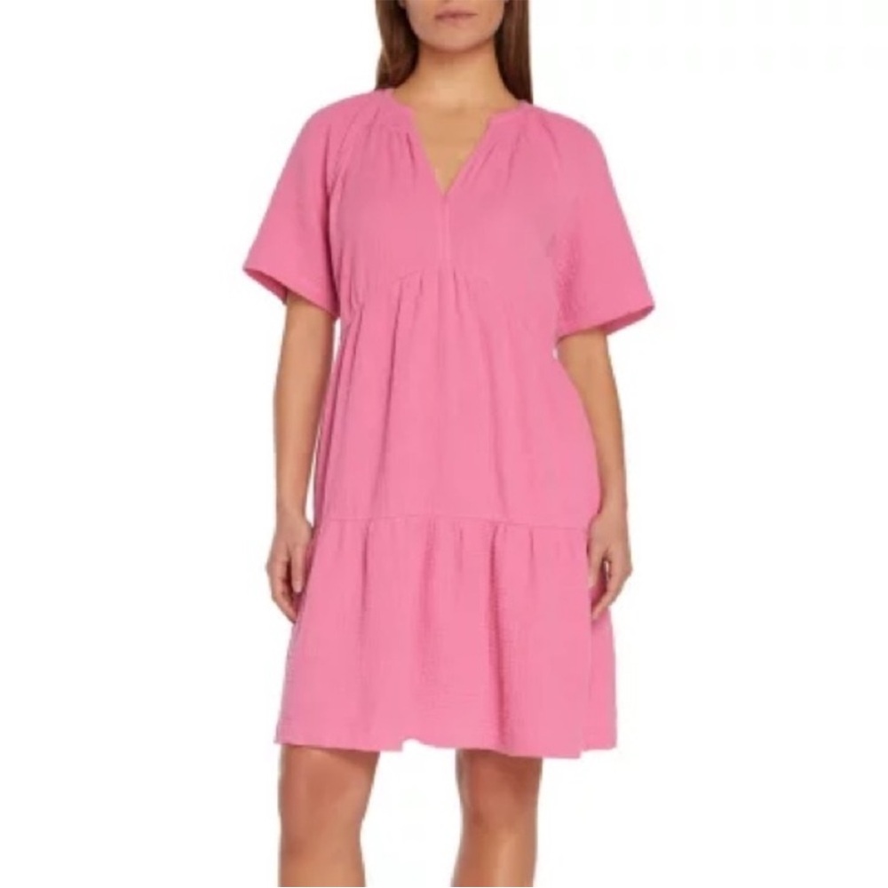 Women’s gap Pink gauze  V-Neck Tiered Dres